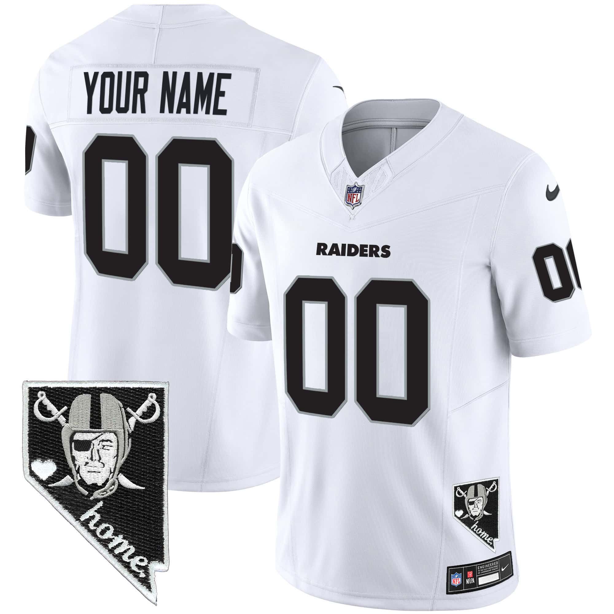 Men Oakland Raiders White 2024 Nike Nevada Home Patch Vapor Custom NFL Jersey